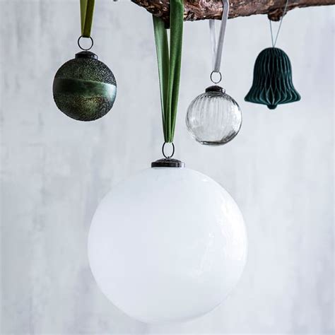 Hailes Large Recycled Glass Bauble In Warm White Brandalley