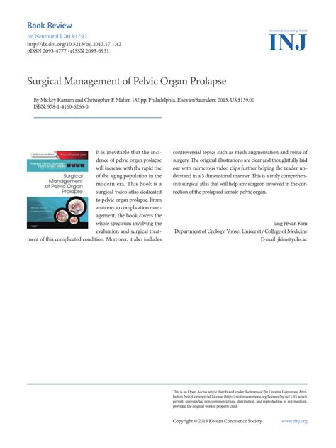 Pdf Book Review Surgical Management Of Pelvic Organ Prolapse