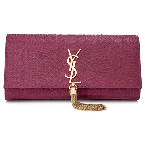 Yves Saint Laurent Ysl Pink Cassandre Embossed Leather Clutch Bag Pony