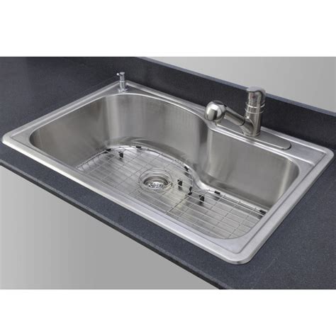 Wells Sinkware 18 Gauge Offset Single Bowl Topmount Stainless Steel Kitchen Sink Package