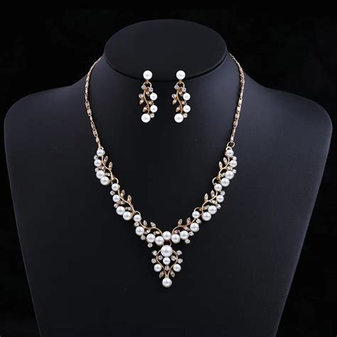 Simulated Pearl Jewelry Set For Women Statement Necklaces Pendants Imitation Pearls Drop