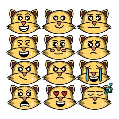 Emoticon Gato Bonito Cor Laranja Vetor Premium