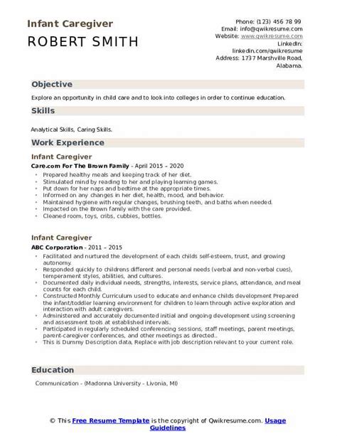 10 Infant Caregiver Resume Samples And Templates For 2025