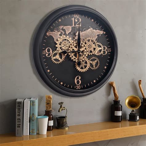 Buy CLXEAST 24 Inch Wall Clock With Moving Gears Large Industrial World