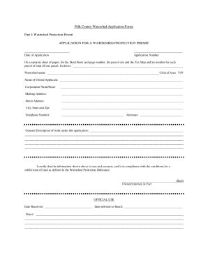 Fillable Online Polk County Watershed Application Forms Fax Email Print