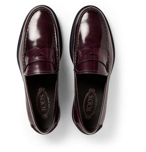 Tod's Polished-Leather Penny Loafers in Red for Men - Lyst