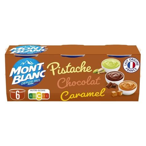 LOT DE 6 MONT BLANC Crème Dessert Multi Variétés Chocolat Caramel