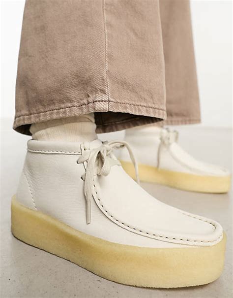 Clarks Originals Wallabee Cup Hvide Læderstøvler Med Chunky Sål Asos