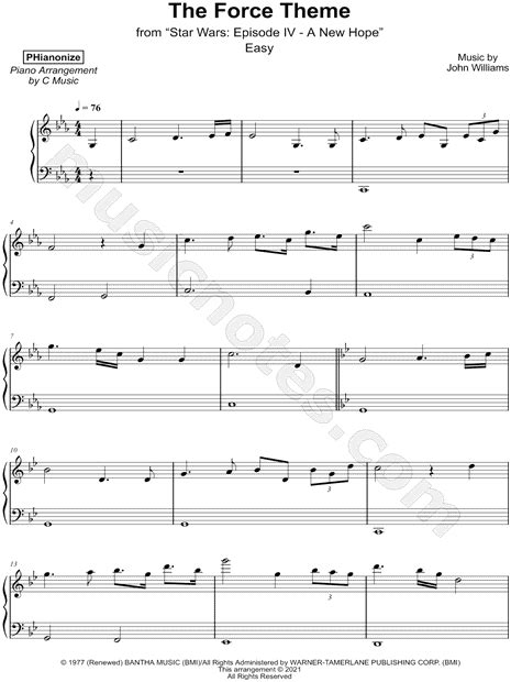 PHianonize "The Force Theme [easy]" Sheet Music (Piano Solo) in C Minor ...