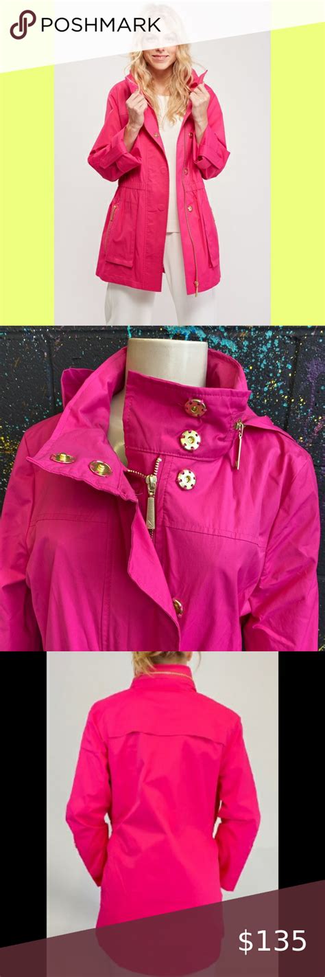 Nikki Jones Fuchsia ‘monica Raincoat Raincoat Red Leather Jacket Leather Jacket