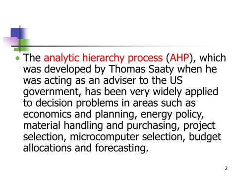 Ppt Chapter The Analytic Hierarchy Process Powerpoint Presentation