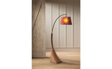 Franklin Iron Works Oak River Rustic Farmhouse Mission Arc Floor Lamp