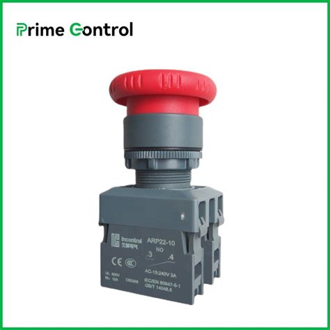 22mm Cutour Diameter Panel Mount Spring Return Emergency Stop Button Switch China Push Button