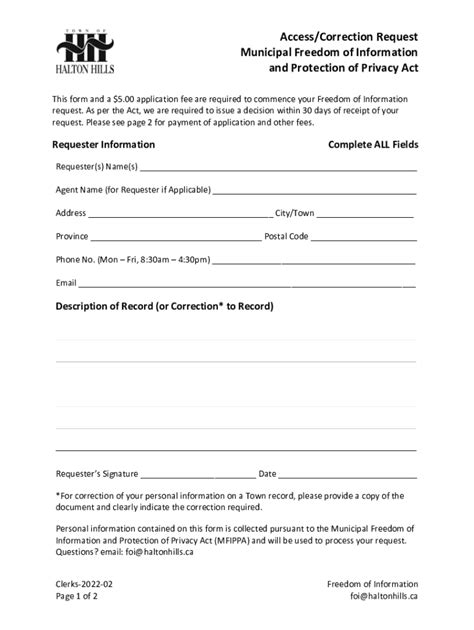 Fillable Online Freedom Of Information Request Form Mfippa