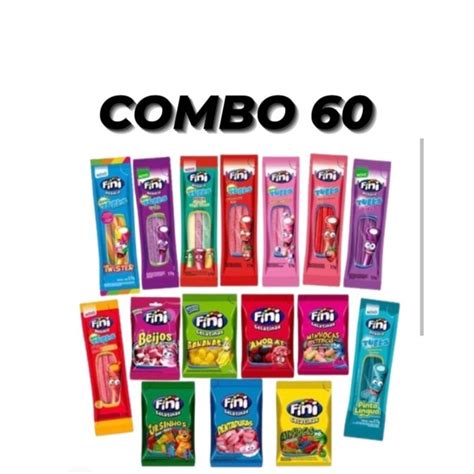 Kit Combo 60 Balas Fini Mini 15 Gramas Sabores Sortidos Shopee Brasil