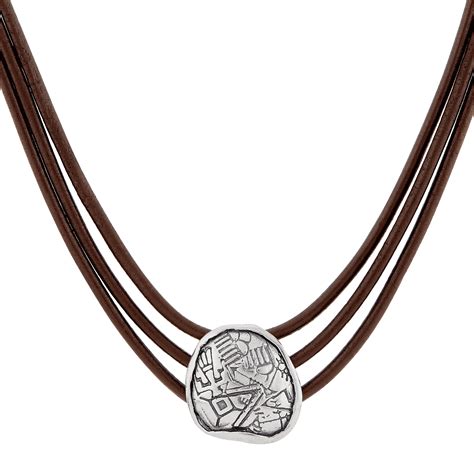 Silpada Medallion Leather Necklace With Sterling Silver 16 1