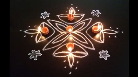 Simple Deepam Rangoli Designs Diwali Rangoli Deepam Muggulu