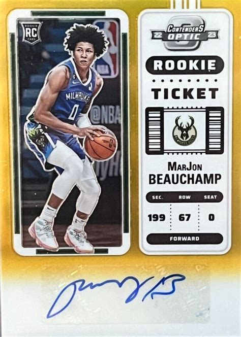 MarJon Beauchamp 2022 Contenders Optic Rookie Ticket Auto Gold 114