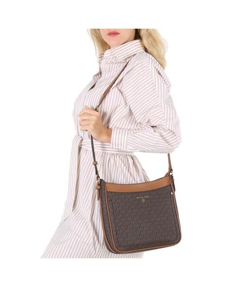 Michael Kors Signature Jet Set North South Crossbody Bag In Brown Lyst UK