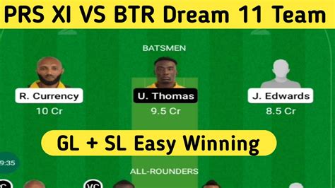 PRS XI Vs BTR Dream 11 Team Prs Vs Bgr Dream 11 Prediction Prs Xi