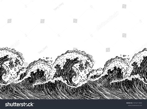 Sea Waves Sketch Pattern Ocean Surf Stock Vector (Royalty Free ...