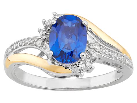 Brilliance Fine Jewelry Created Sapphire Diamond Accent Ring In