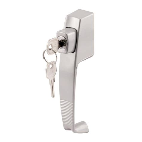 Prime Line Aluminum Push Button Screen Or Storm Door Latch With Tie Down And Key Lock K 5089