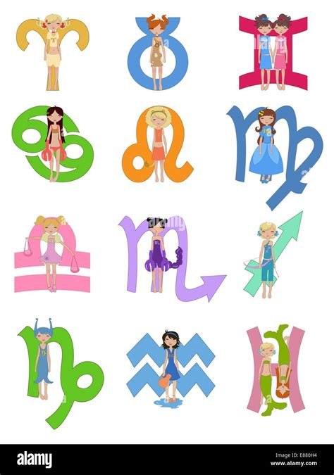 Vector Illustration Set Of Astrological Zodiac Signs Used In Western