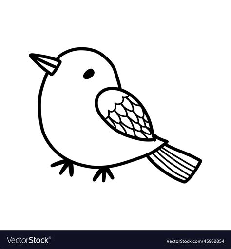 Cute Hand Drawn Bird Doodle Black On White Icon Vector Image