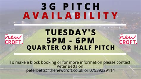 3g Pitch Availability The New Croft