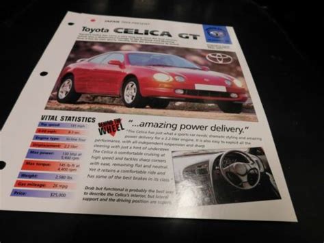 1994 Toyota Celica GT Spec Sheet Brochure Photo Poster EBay