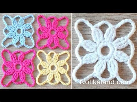 CROCHET Easy Flower Motif For Shawl Scarf Tunic Blouse Crochet