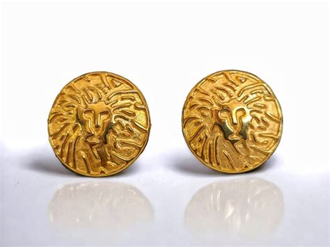 80s Iconic Anne Klein Lion Head Bold Chunky Gold Plat Gem