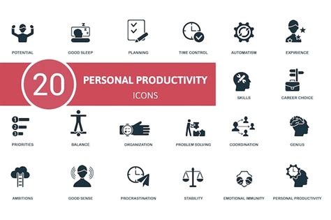 Premium Vector Personal Productivity Icon Set Contains Editable Icons