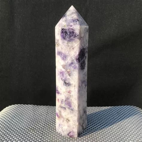 G Natural Purple Fluorite Quartz Crystal Obelisk Wand Energy Column