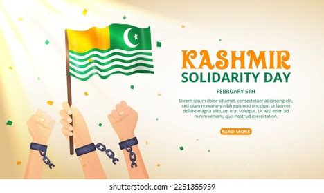 Kashmir Solidarity Day Background Raised Hands Stock Vector Royalty