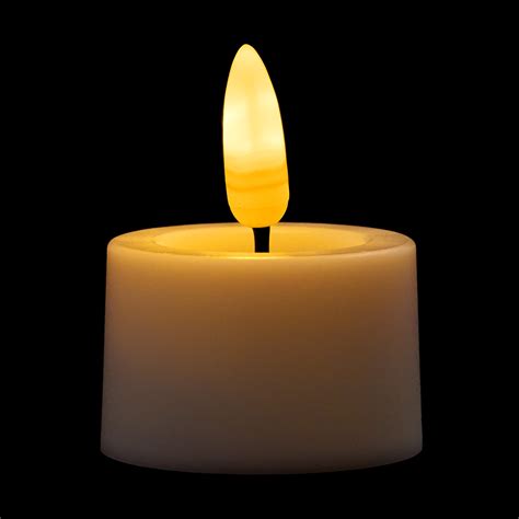 Flickering Battery Operated Black Wick Tea Light Candle - Amber