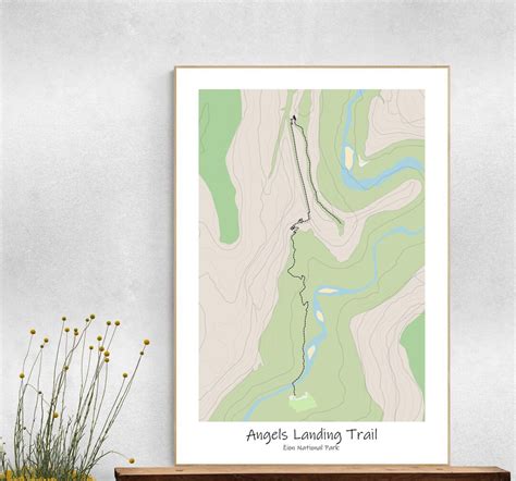 Angels Landing Trail Topographic Map Poster Zion National - Etsy