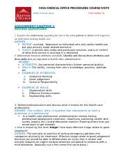 Ch 1 Review Questions Docx MOA MEDICAL OFFICE PROCEDURES COURSE MCP4