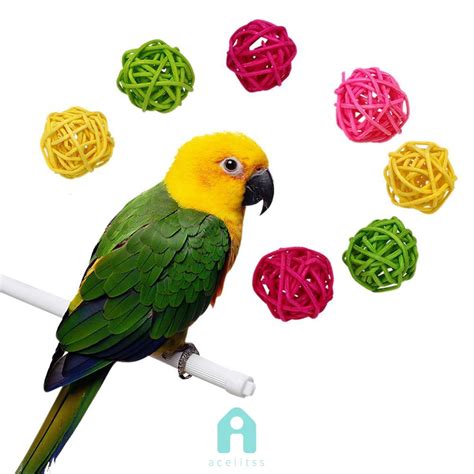 ACT 10pcs Parrot Rattan Ball Toys Bird Chewing Toys Birdcage Decor Pet