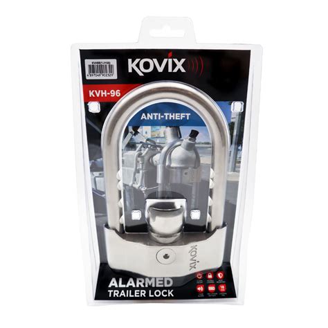 Trailer Coupling Lock Kovix Alarmed Heavy Duty 304 Stainless Steel Waterproof Kovix