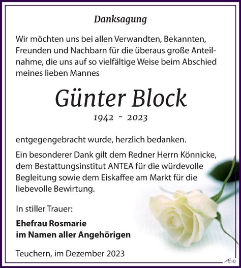 Traueranzeigen von Günter Block abschied nehmen de