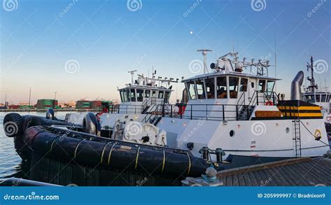 Two Tugboats Docked In The Port Of Los Angeles Harbor At San Pedro