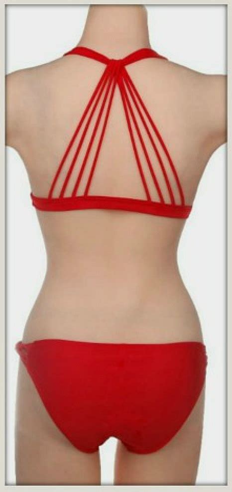 Cowgirls Rock Bikini Red Strappy Criss Cross Back Push Up Bust Bikini