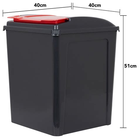 Wham 3 Piece 50l Plastic Recycle Bin Graphiteasst Redbluegreen Lids