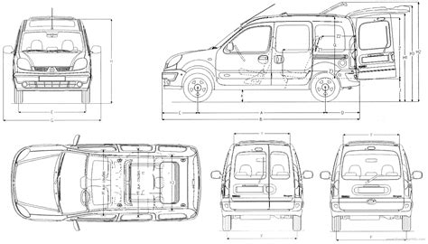 2004 Renault Kangoo Minivan blueprints free - Outlines