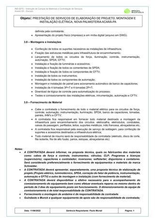 Escopo Projeto Montagem E Instala O Nova Palmisteria Castanheira Pdf