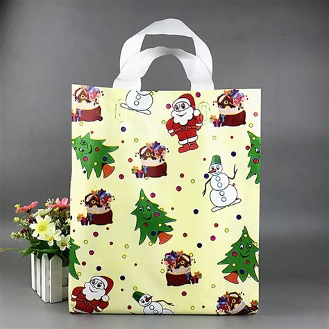 50pcs Large Plastic Shopping Bags With Handle Christmas Boutique T