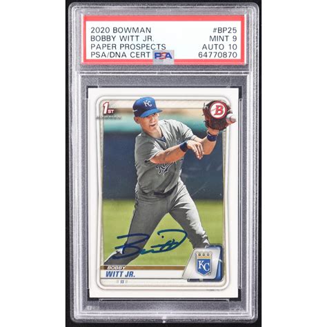 Bobby Witt Jr Signed Bowman Prospects Bp Rc Psa Autograph