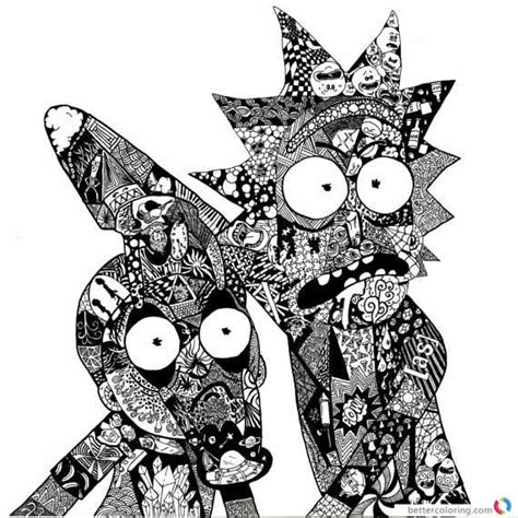 Rick And Morty Zentangle Coloring Page - Free Printable Coloring Pages